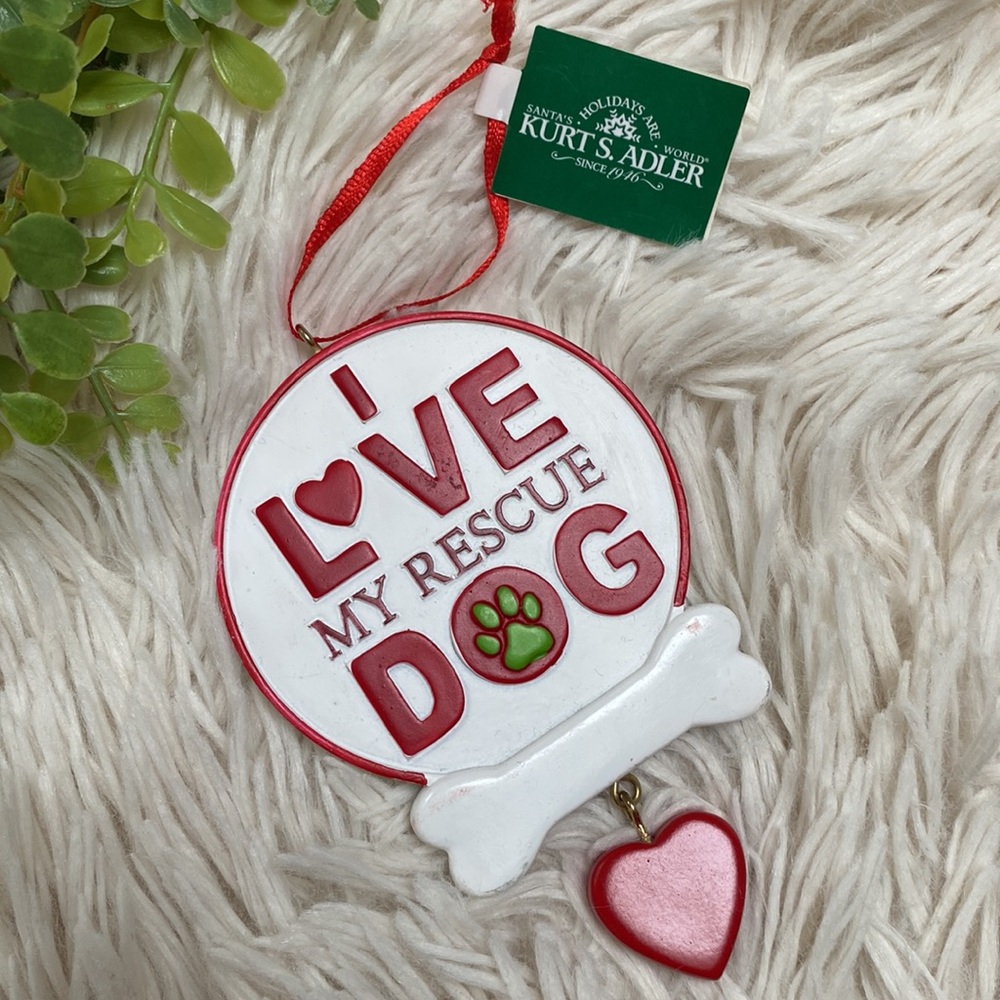 🎉HP🎉 Kurt S. Adler Rescue Dog Ornaments Set 2 💗 White & Red - Picture 2 of 12